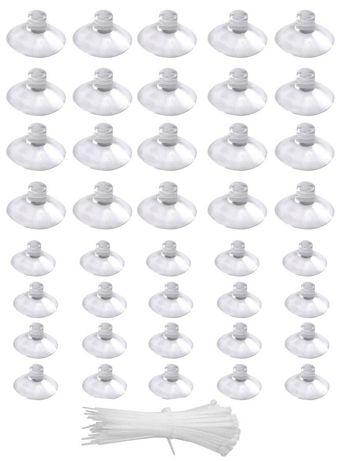 Pitertul Aquarium Suction Cups,20Pcs 25mm/0.98inch + 20Pcs 35mm/1.37inch Fish Tank Suction Cups with Adjustable Cable Ties for Aquarium Fish Tank Plants, Planter, Binding Moss Shrimp Nest - Image 1